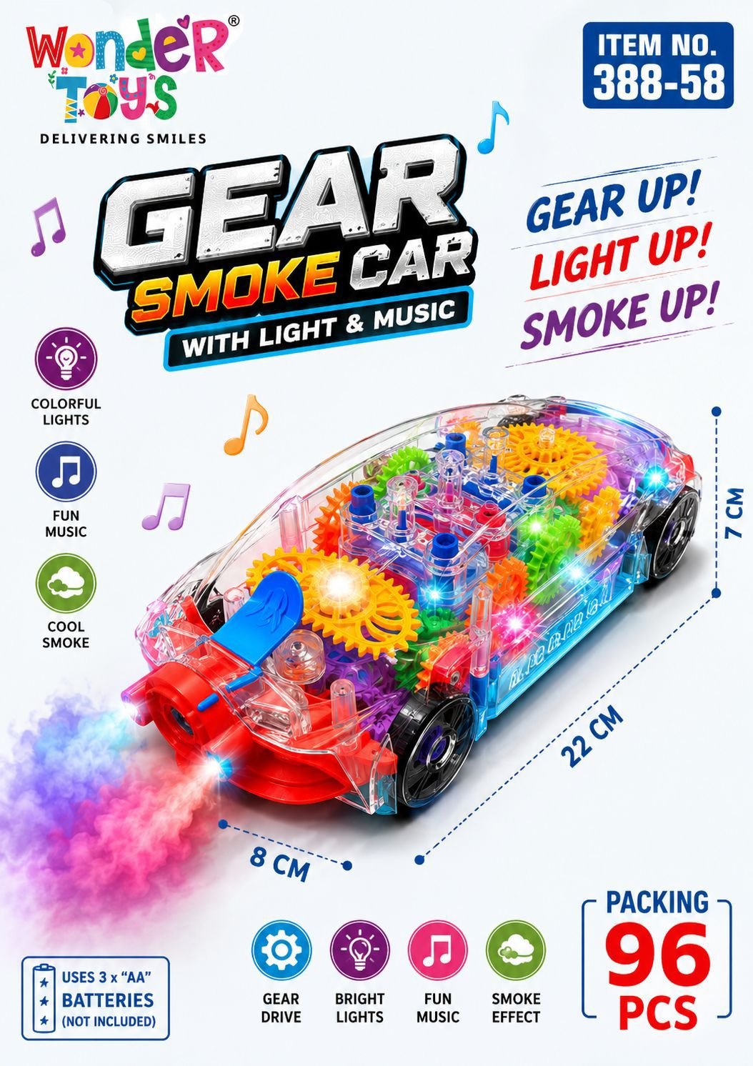 Gear Smoke Car With Light & Music
