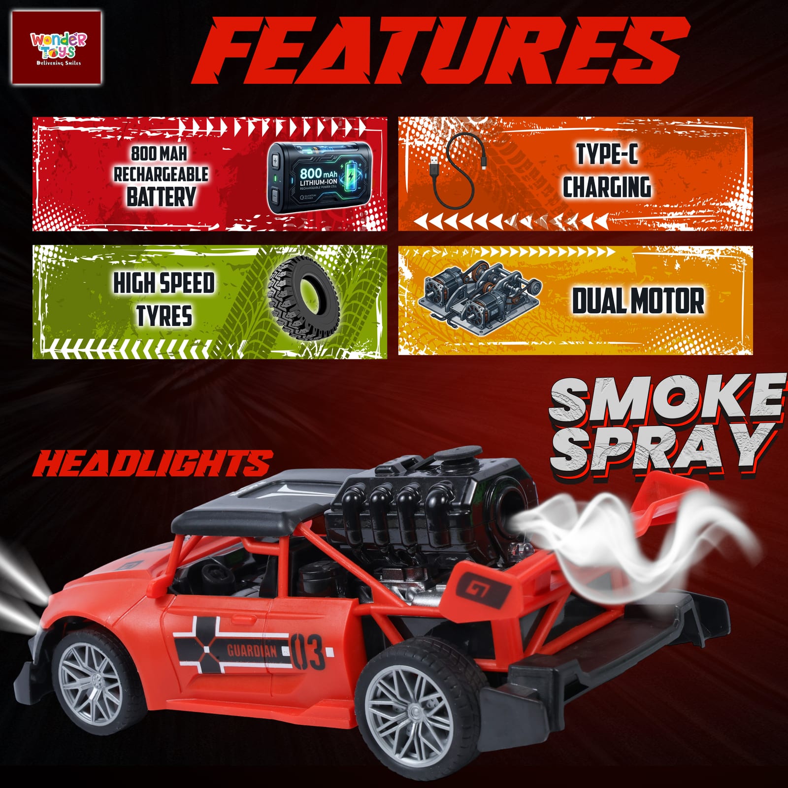 Buddy Racer Street Racing RC Car with Smoke